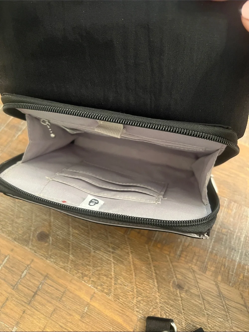 Baggallini Black Crossbody Wallet with Silver Turn-Lock - Picture 2 of 7